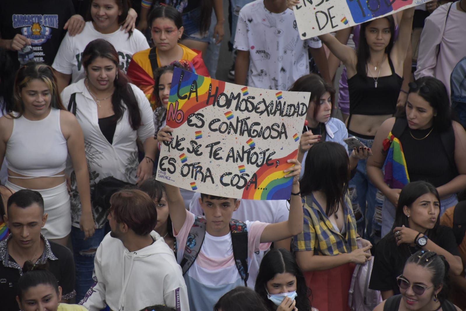 Los mensajes son contundentes, en esta marcha del orgullo diverso. (Foto: Pablo Castillo / La Opinión)